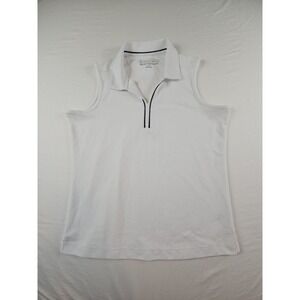 Women's Pebble Beach White Dry-Luxe Performance Golf Sleeveless Shirt Top L